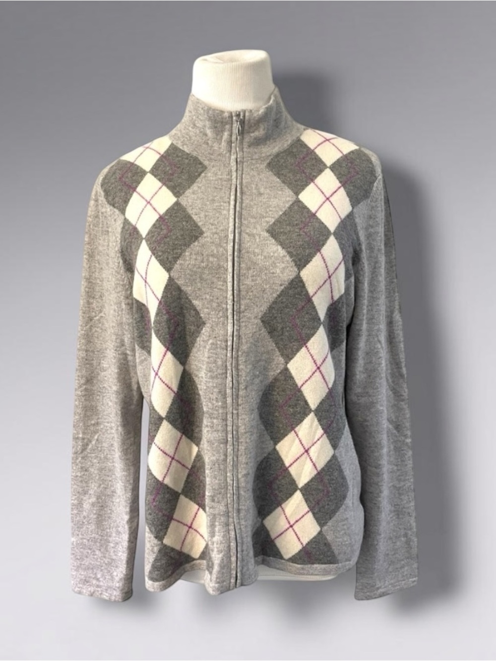 New! CHARTER CLUB ZIP FRONT 100% CASHMERE SWEATER SIZE MEDIUM